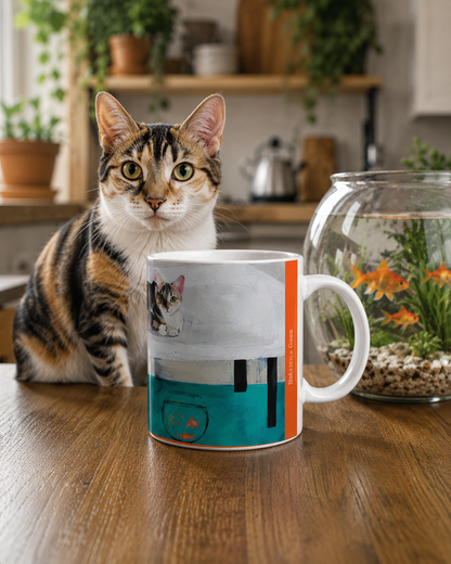 Mug artistique "Encore sur la table !" – Illustration originale de chat par Béatrice Graas – 325 ml