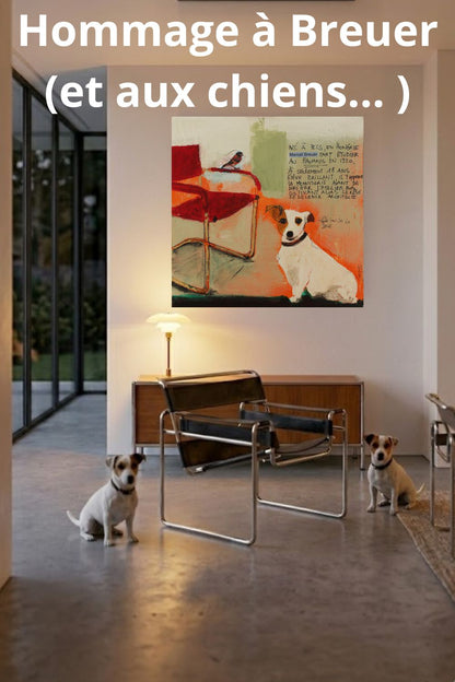 Narrative Painting - "The Legacy of Marcel Breuer & the Jack Russell" 0.30x0.30m