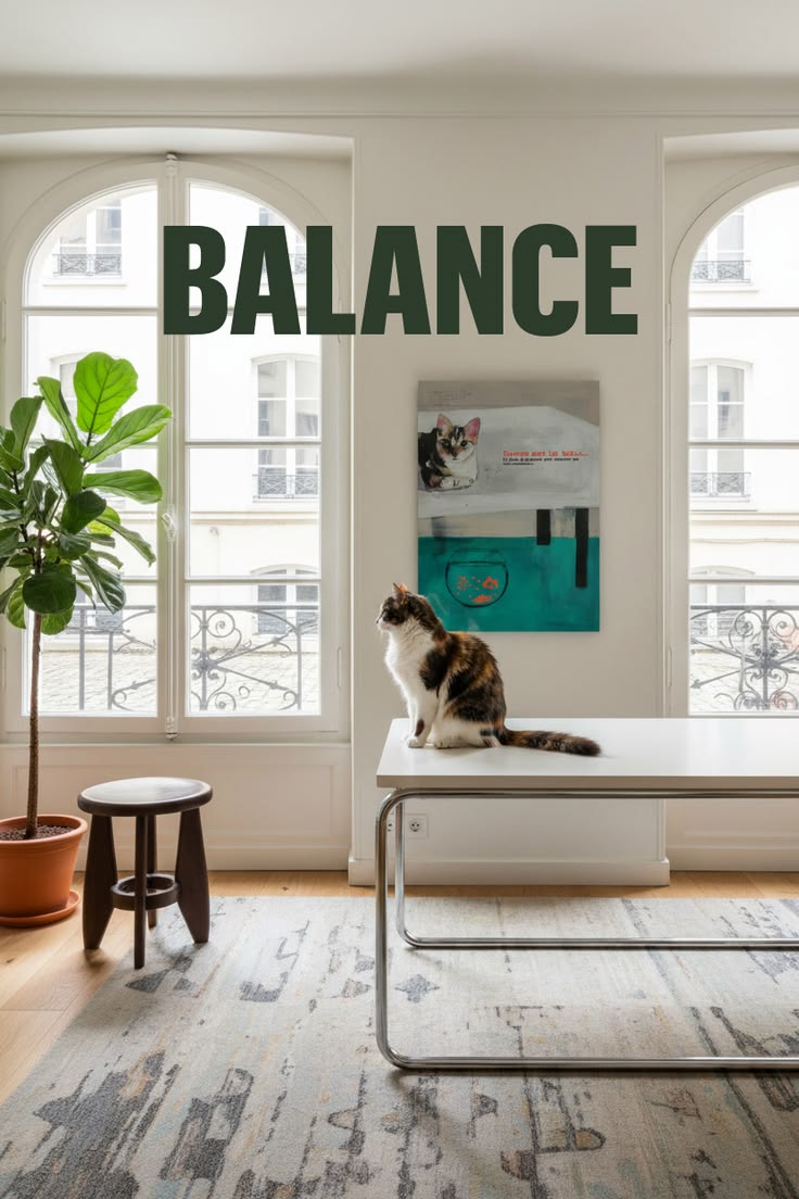 Encore sur la table – œuvre originale contemporaine avec chat 0,60x0,80m