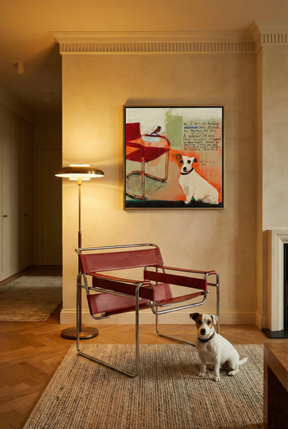 Narrative Painting - "The Legacy of Marcel Breuer & the Jack Russell" 0.30x0.30m